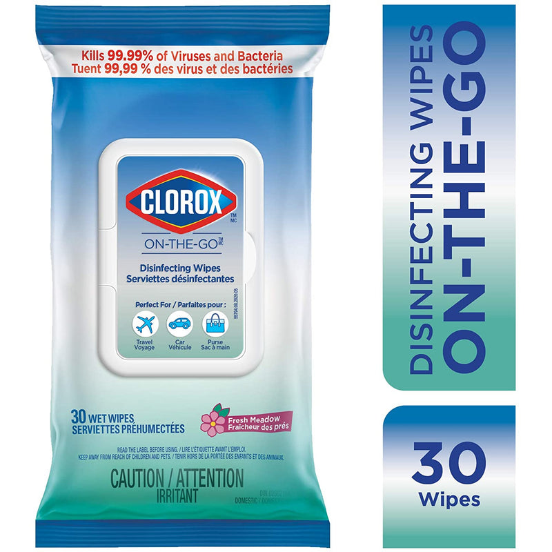 Clorox On-The-Go Disinfecting Wipes, Fresh Meadow, 30 Count - TheBuyersClub.ca