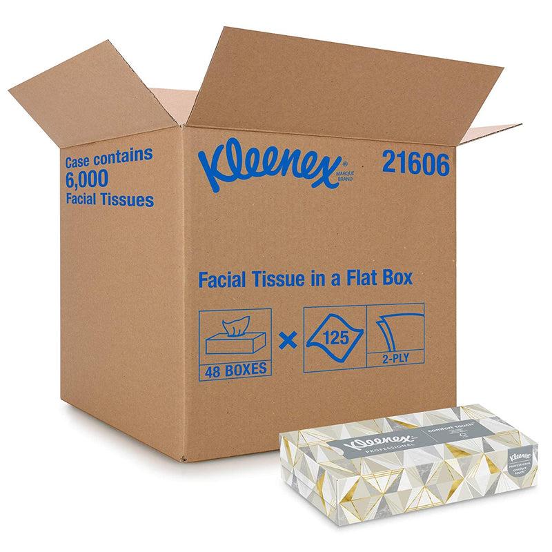 Kleenex Facial Tissue, 2-Ply, Flat Tissue Boxes, 48 Boxes/Case, 125 Tissues/Box - TheBuyersClub.ca